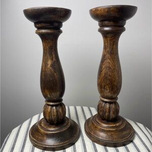2 Wooden Candle Sticks